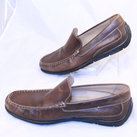 ECCO Size 43 (US 9-9.5) Brown Leather Classic Comfort Slip On Moc Toe Loafers